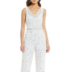 Adrianna Papell white sequin jumpsuit - Size 6